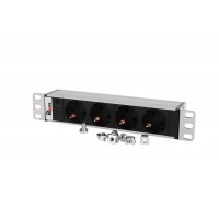 Блок роз Rem-10 без шнура с инд., 4 Sсhuko, вх IEC 60320 C14, 10A алюм. 10"