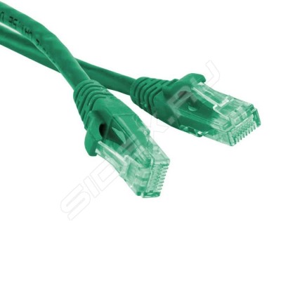 Коммутационный шнур NIKOMAX U/UTP 4 пары, Кат.5е (Класс D), 100МГц, 2хRJ45/8P8C, T568B, заливной, с защитой защелки, многожильный, BC (чистая медь), 24AWG (7х0,205мм), PVC нг(А), зеленый, 0,3м
