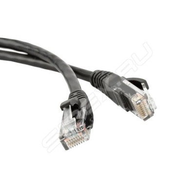 Коммутационный шнур NIKOMAX U/UTP 4 пары, Кат.5е (Класс D), 100МГц, 2хRJ45/8P8C, T568B, заливной, с защитой защелки, многожильный, BC (чистая медь), 24AWG (7х0,205мм), PVC нг(А), черный, 0,3м